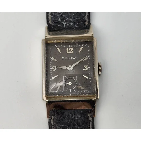 Rare MENS BULOVA Gray Dial Douglas 21 Jewels Watch 10K GF Sub-Second Dial